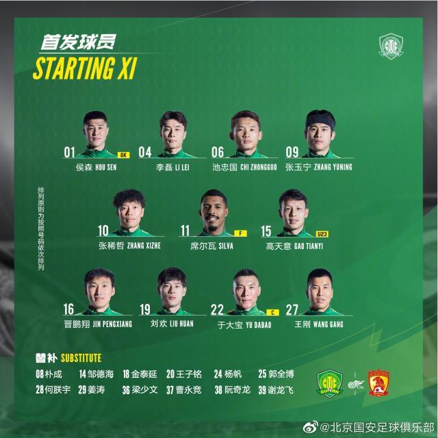 开云登录-国安vs广州队：郑智替补广州全华班 国安新援出战